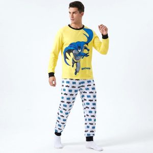 Batman Men's Full Sleeves Pajama Set - Yellow White -MF 016