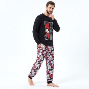Spiderman Men's Full Sleeves Pajama Set - Black -MF 023