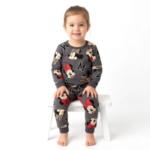 Minnie Girls Full Sleeves Pajama Set KHAFIF - Dark Grey