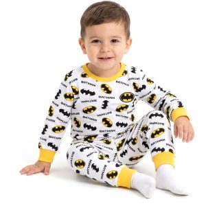 Logo Batman Boys Full Sleeves Pajama Set MCHAKKY - White