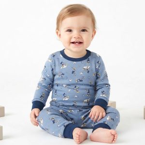 Mickey Cloud Summer Infant Full Sleeves Pajama Set - Blue