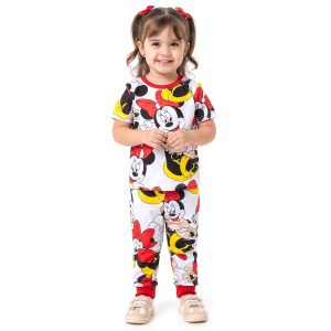 Minnie Happy Girls Half Sleeves Pajama Set MCHAKKY - White
