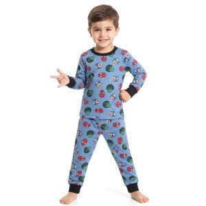 Hero Face Boys Full Sleeves Pajama Set MCHAKKY - Blue