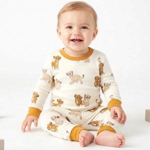 Lion King Summer Infant Full Sleeves Pajama Set - Cream