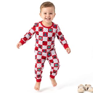 Cars Checks Boys Full Sleeves Pajama Set MCHAKKY - Red