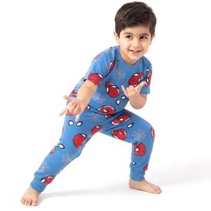 Spiderman Eye Boys Half Sleeves Pajama Set MCHAKKY - Blue