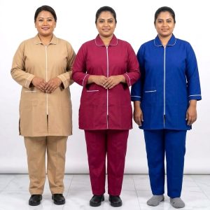 Plain Uniforms Maid Kreb Punjabi يونيفورم كريب - Beige, Blue, Pink