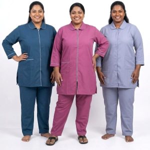 Plain Uniforms Maid Kreb Punjabi يونيفورم كريب - Navy Pink Grey