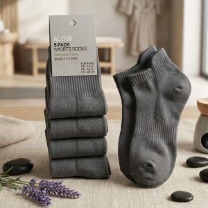 Adult Socks 5 Pcs Set Ankle Cut - Grey