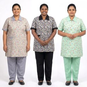 Tiny Flower Uniforms Maid Kreb Punjabi يونيفورم كريب - Green Black grey