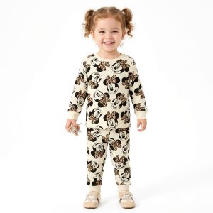 Bows Minnie Girls Full Sleeves Pajama Set MCHAKKY - Cream