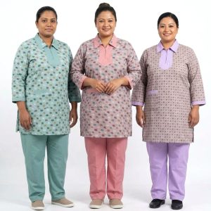Design Maid Punjabi Uniform TC- Cotton Material - Purple Pink Green