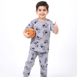 Play Mickey Boys Half Sleeves Pajama Set MCHAKKY - Grey