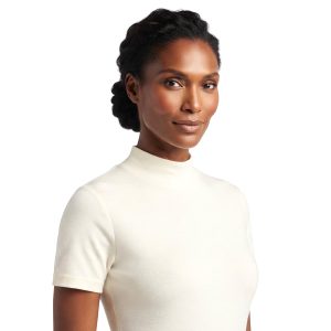 Plain Ladies Body High Neck Half Sleeves -512- Off White
