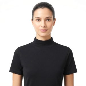 Plain Ladies Body High Neck Half Sleeves -512- Black