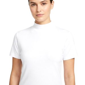 Plain Ladies Body High Neck Half Sleeves-512- White