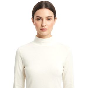 Plain Ladies Body High Neck Full Sleeves -513- Off White