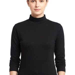 Plain Ladies Body High Neck Full Sleeves -513- Black