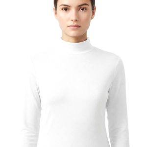 Plain Ladies Body High Neck Full Sleeves -513- White