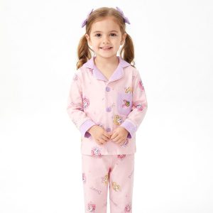 Disney Mermaid Girls Front Open Pajama Set - Pink