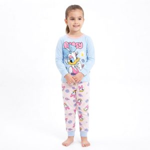 Daisy Floral Girls Full Sleeves Pajama Set KHAFIF - Blue Pink