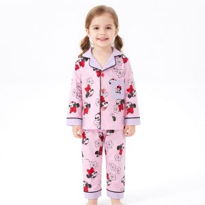 Lovely Minnie Girls Front Open Pajama Set - Pink