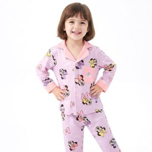 Sweet Minnie Girls Front Open Pajama Set - Purple
