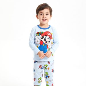 Mario Port Boys Full Sleeves Pajama Set KHAFIF - Sky Blue