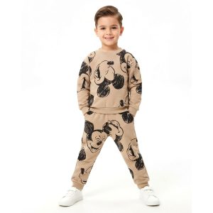 Mickey Sketch Boys Winter Training Suit - Brown