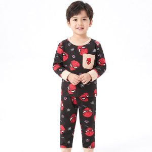 Face Spiderman Boys Full Sleeves Pajama Set KHAFIF - Black