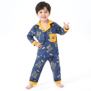 All Batman Boys Front Open Pajama Set - Blue