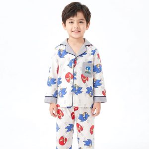 Sonic Boys Front Open Pajama Set -  Light Grey
