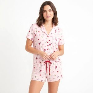 Party Ladies Front Open Shorts Set - Pink
