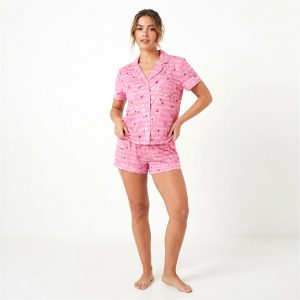 Juicy Cheery Ladies Front Open Shorts Set - Pink
