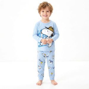 Snoopy Boys Full Sleeves Pajama Set KHAFIF - Sky Blue