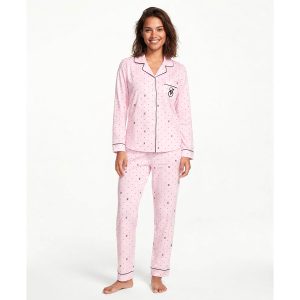 VS Dots Ladies Full Sleeves Pajama Set - Pink