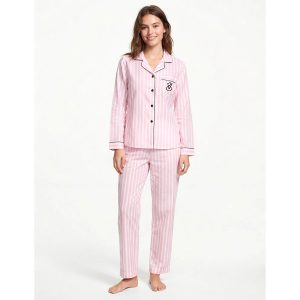 VS Strips Ladies Full Sleeves Pajama Set - Pink